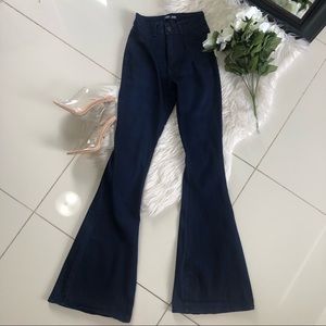 High waisted dark wash bell bottoms jeans